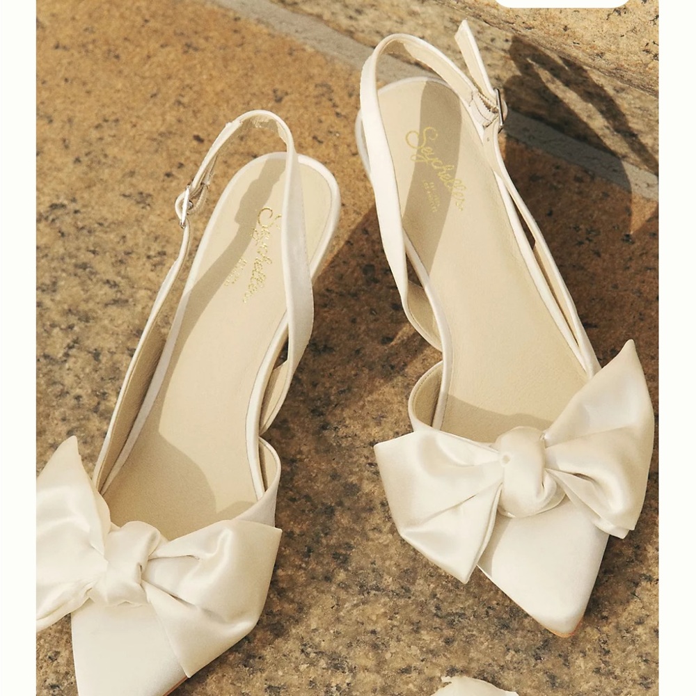 Seychelles Cream Slingback Heels with Bow - In Box, Never Worn